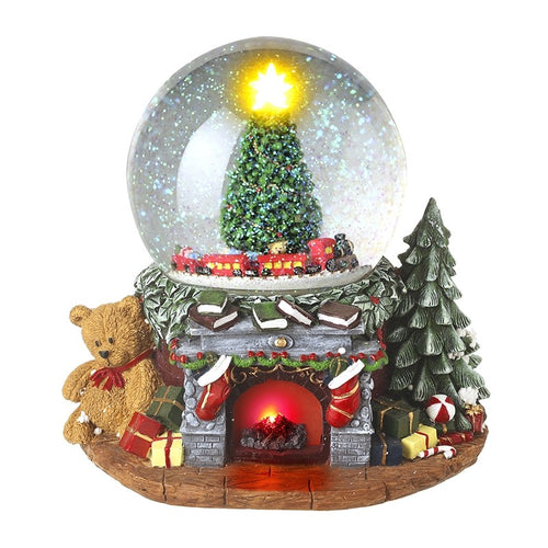 Heaven Sends Christmas - Snow Globe Musical Light Up Fireplace