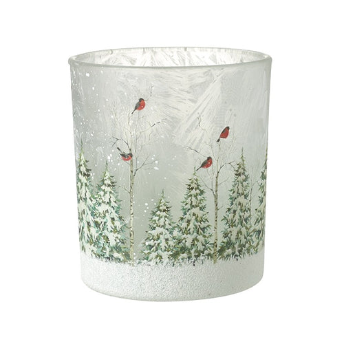 Heaven Sends Christmas - Snowy Trees Scene Candle Holder