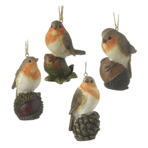 Heaven Sends Christmas Bauble - Robin Sitting on Nut