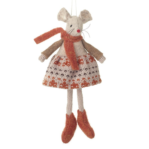 Heaven Sends - Mouse in Knitted Cream & Orange Dress