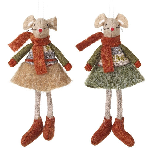 Heaven Sends - Autumn Felt Mice in Green Dresses