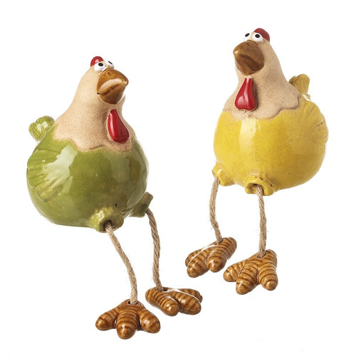 Heaven Sends - Ceramic Chickens with Dangly Legs