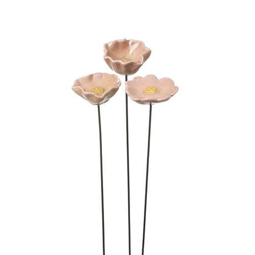 Heaven Sends - Floral Ceramic Pink Poppy Stake