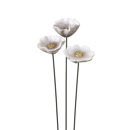Heaven Sends - Floral Ceramic White Poppy Stake