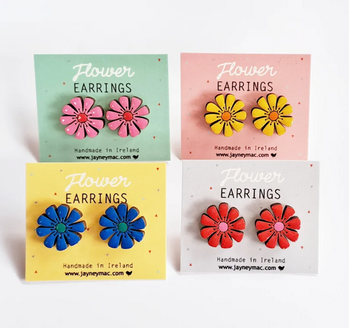 Jayney Mac Earrings - Wooden Flower Studs