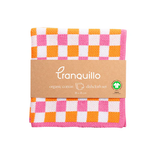 Tranquillo Homeware - Dish Cloth Orange Check Set of 2