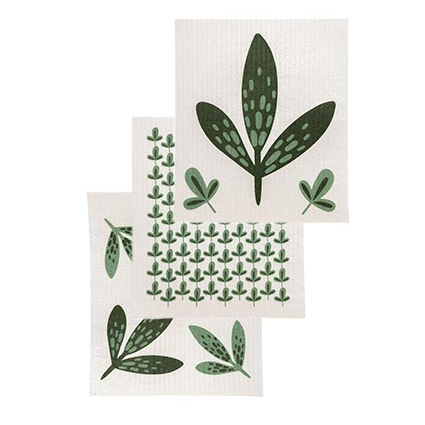 Tranquillo Homeware - Kitchen Sponge cloth - Leaves Set of 3
