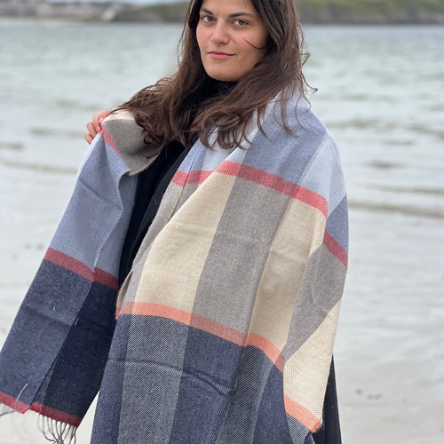 McNutt of Donegal Scarf Lambswool Pashmina - Clementine Stripe