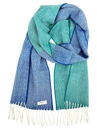 McNutt of Donegal Scarf Lambswool Stripe - Scuba Wave