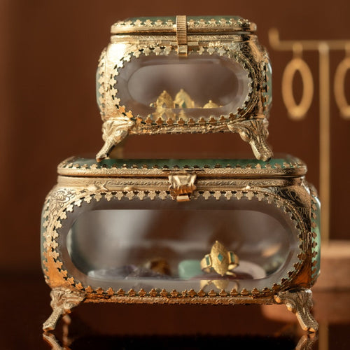 Muja Juma Jewellery Box - Elegant Gold Frame & Glass
