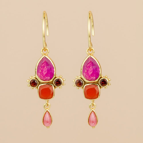 Muja Juma Earrings - Hanging Ariel Pear Stone