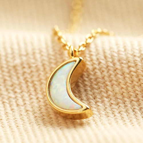 Lisa Angel Necklace - Opal Moon Charm Necklace