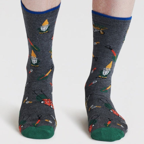 Thought Mens Socks - Cotton Greyson Garden Gnome