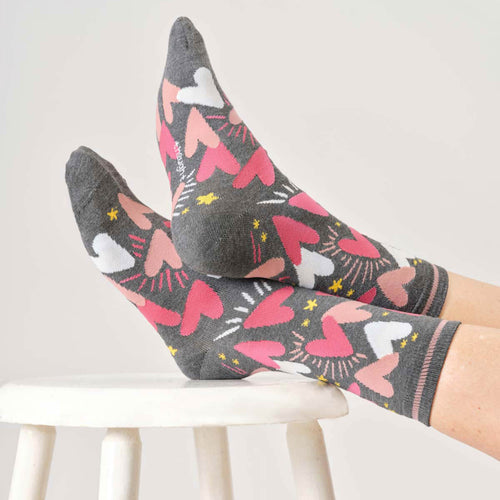 Thought Ladies Socks - Hearts and Stars Bamboo Socks