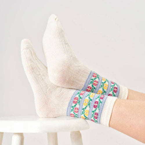 Thought Ladies Socks - Floral Fair Isle Wool Socks
