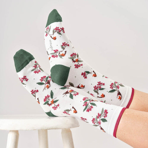 Thought Ladies Socks - Winter Robin Cotton Socks