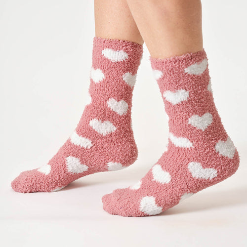 Thought Ladies Socks - Ditsy Heart Fluffy Socks
