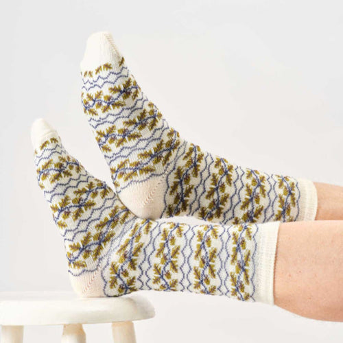 Thought Mens Socks - Stripe Leaves Wool Socks