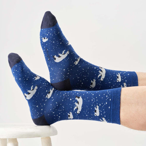 Thought Mens Socks - Wintery Polar Bear Bamboo Socks