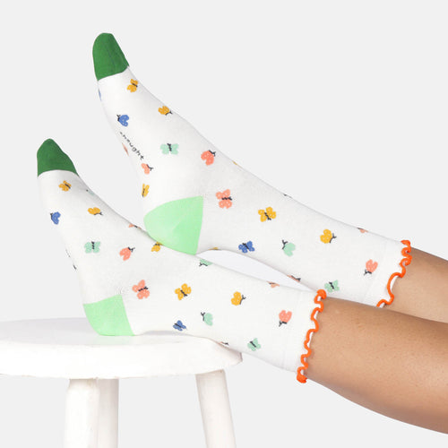Thought Ladies Socks - Butterfly Frill Bamboo Socks