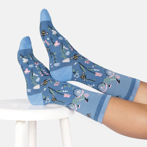 Thought Ladies Socks - Meadow Bike Cotton Socks