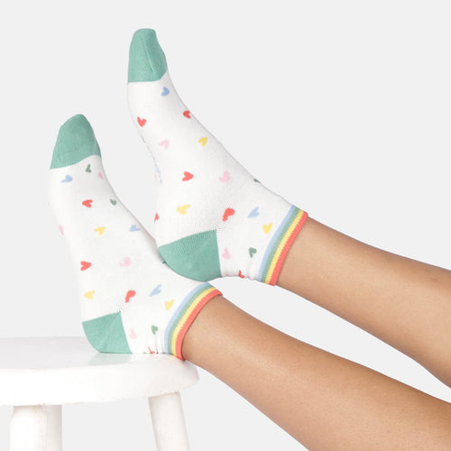 Thought Ladies Socks - Ditsy Heart Bamboo Ankle Socks