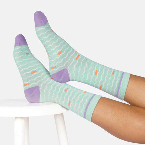 Thought Ladies Socks - Wavy Fish Stripe Bamboo Socks