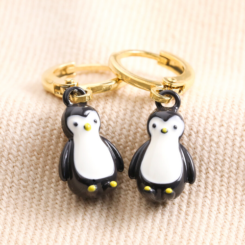 Lisa Angel Earrings - Penguin Charm Huggies