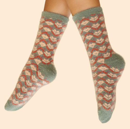 Powder Socks - Fuzzy Fair Isle Slipper Socks