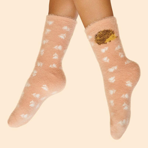 Powder Socks - Fuzzy Happy Hedgehog Slipper Socks