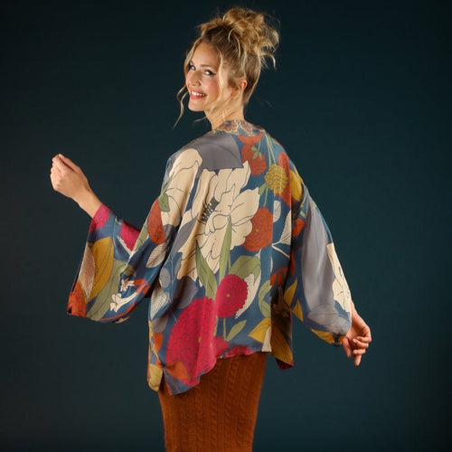 Powder Kimono Jacket - Winter Floral Lux - Heather