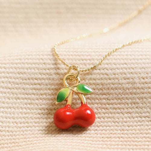 Lisa Angel Necklace - Enamel Red Cherry