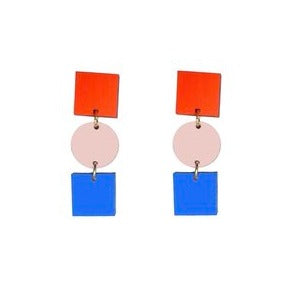 Shock of Grey Earrings - Ruth Earrings in Orange, Peach & Blue