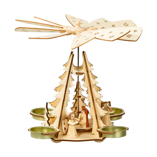 Traditional Christmas Wood Tealight Spinner - Nativity