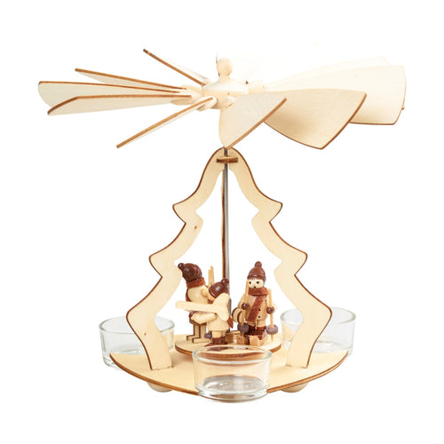 Traditional Christmas Wood Tealight Spinner - Winter