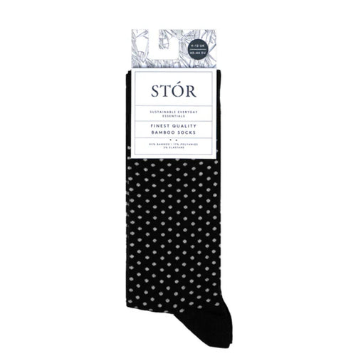 STÓR Bamboo Socks  - Black & Grey Polka Dots