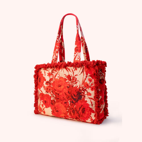 Powder Bag - Fringed Tote Rouge Blooms