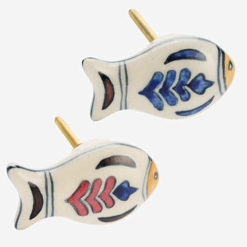 Madam Stoltz Knob - Hand-Painted Stoneware Fish