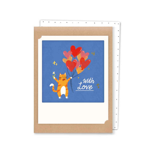 Pickmotion Mini-Card - With Love Heart Balloon Cat