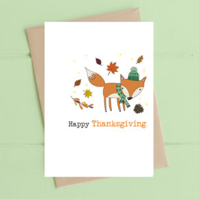 Dandelion Card - Thanksgiving Fox