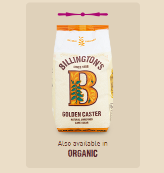 Billingtons Organic Golden Caster Sugar Unrefined 500g