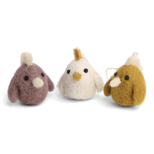 Gry & Sif Decoration - Felt Roosters - set of 3