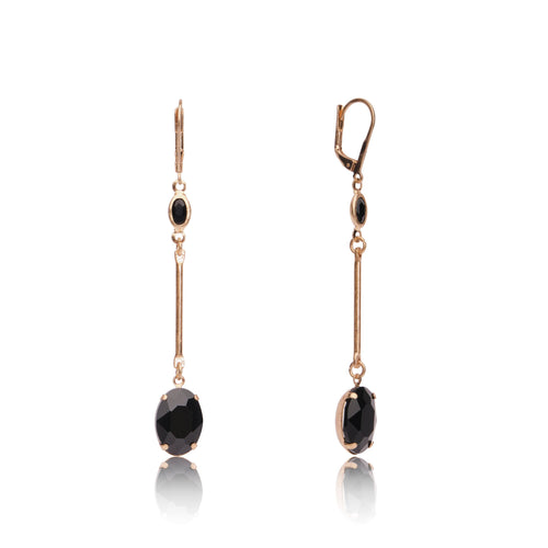 Lovett Earrings - Long Bar Drop in Jet