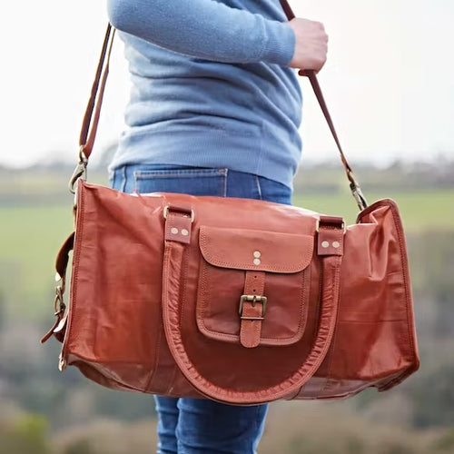 Paper High - Fair Trade Large Brown Leather Holdall