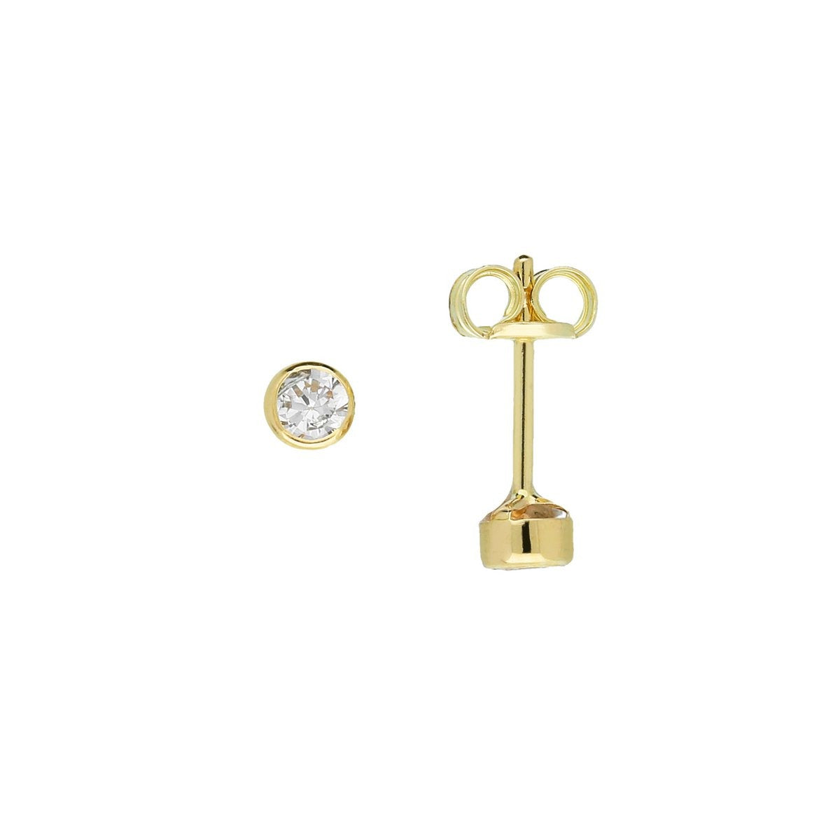 Glow Jewellery - 14K Gold Tiny Stud 3mm Zirkonia