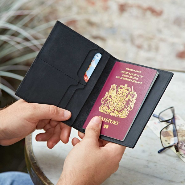 Paper High - Buffalo Leather Passport Holder Black
