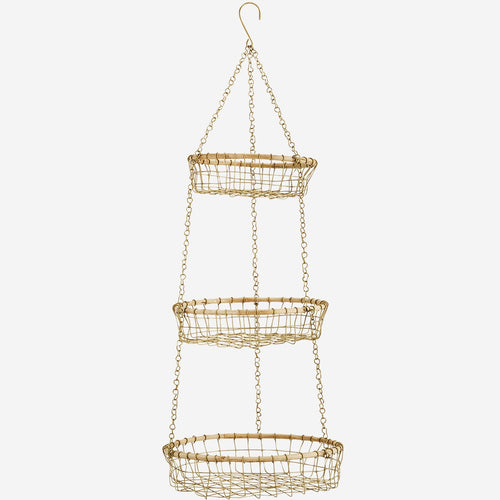Madam Stoltz Basket - Wire and Cane Hanging triple basket