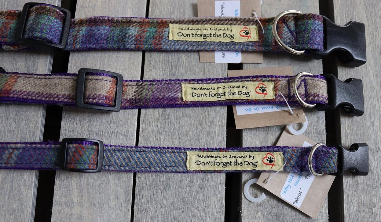'Don't forget the Dog' Tweed Collar - Durable Plastic Buckle