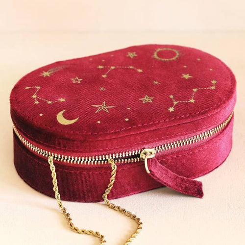 Lisa Angel Jewellery Box - Starry Night Velvet Oval Red