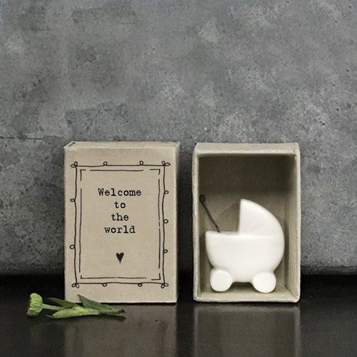 East of India - Porcelain Matchbox Sentiments - Welcome to the world